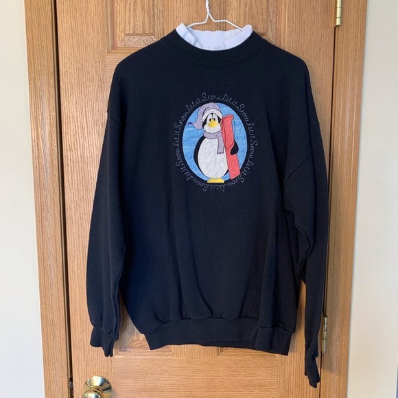 Tultex Tops - Vintage Penguin Let It Snow Sweatshirt L